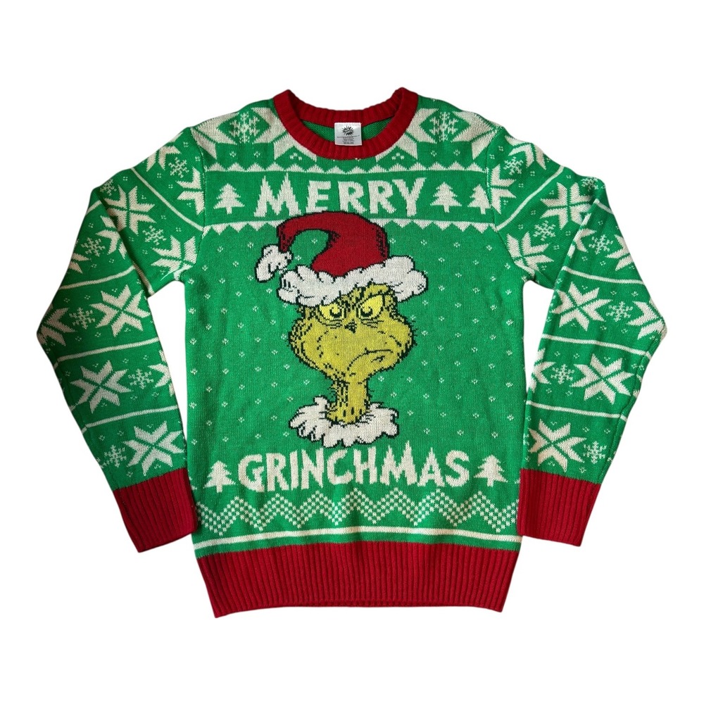 The Grinch Merry Grinchmas Ugly Christmas Sweater Unisex Green‎ Red Sz M Retired